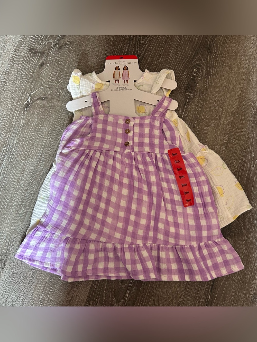 NWT Baby Girl 9 Months Koala Baby Dresses Lemons Purple With Diaper Covers